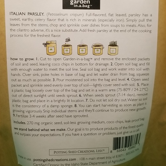 Garden in a Bag - Italian Parsley - Picture 6 of 8